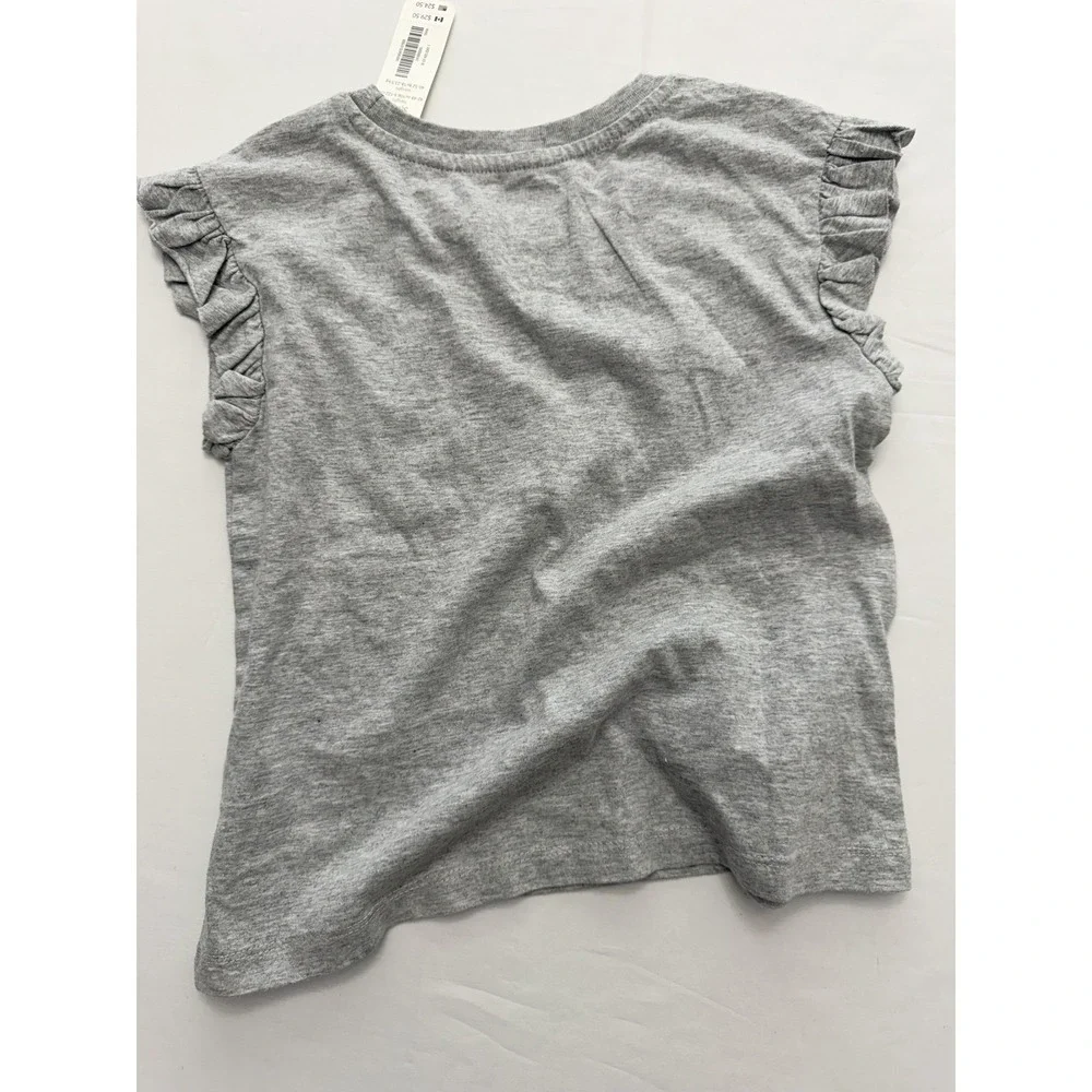 Gymboree Shirt Girls 5-6 Gray Kindness Matters Graphic Tee Ruffle Sleeve